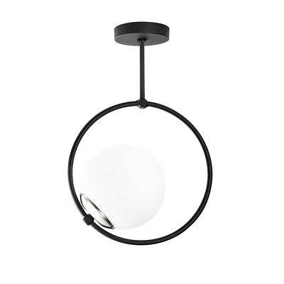 Ceiling light PWL-0069 pakoworld Ε27 in black- white color D26x39cm