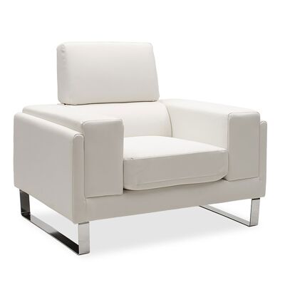 Armchair Shea pakoworld in white pu-inox 104x80x87cm