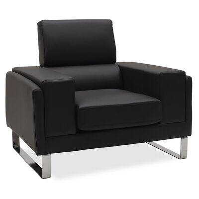 Armchair Shea pakoworld in black pu-inox 104x80x87cm