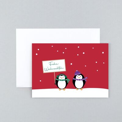 Tarjeta navideña pingüino Peter Red