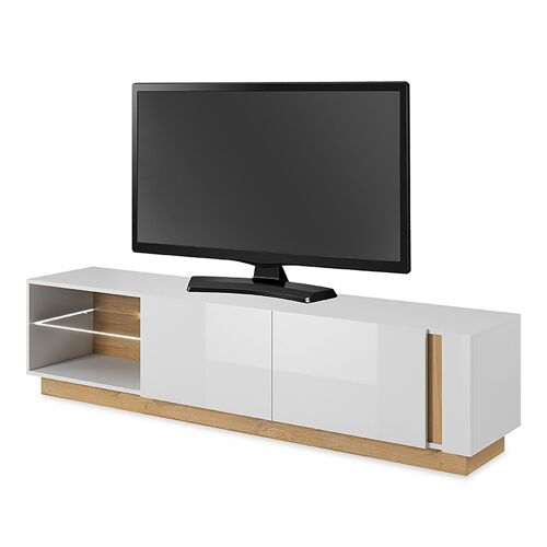 Tv Unit Arco pakoworld in white gloss-oak color 187,5x40x45,5cm