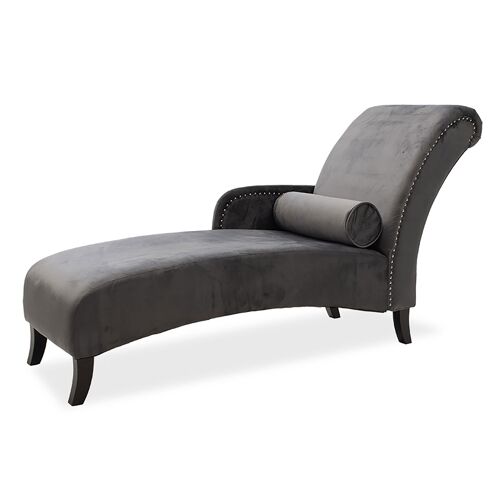 Chaise lounge Megan pakoworld with dark grey velvet 180x63x100cm