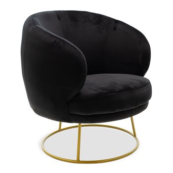 Fauteuil Rony pakoworld en velours noir 78x75x82cm 1