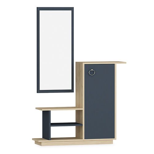Entrance furniture with mirror Ceel pakoworld in white-walnut color 80x29.5x90cm
