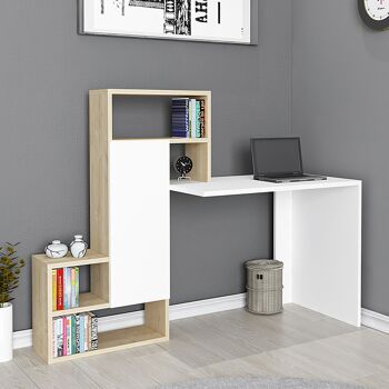 Bureau Irma pakoworld en couleur blanc-chêne 138.5x55x119cm 2