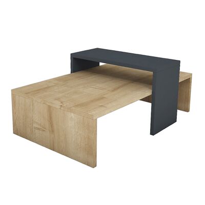 Coffee table Glow pakoworld in oak-dark grey color 80x50x32cm