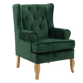Valentia pakoworld fauteuil velours velours vert foncé-naturel 73x77x100cm 1