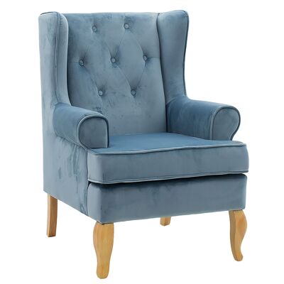 Valentia pakoworld velvet armchair velvet light blue-natural 73x77x100cm