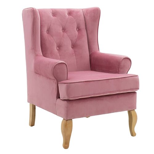 Valentia pakoworld velvet armchair velvet pink-natural 73x77x100cm