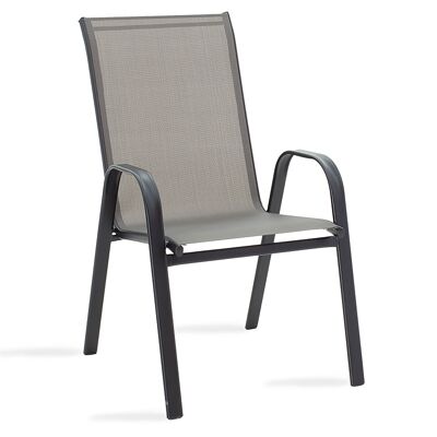 Garden chair Calan pakoworld metal black-textilene in gray color