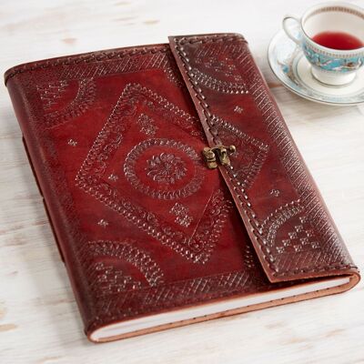 Indra XL Stitched and Embossed Leather Clasped Album