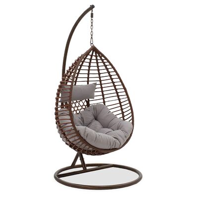 Garden swing Kade hanging metal-pe brown-pillow gray