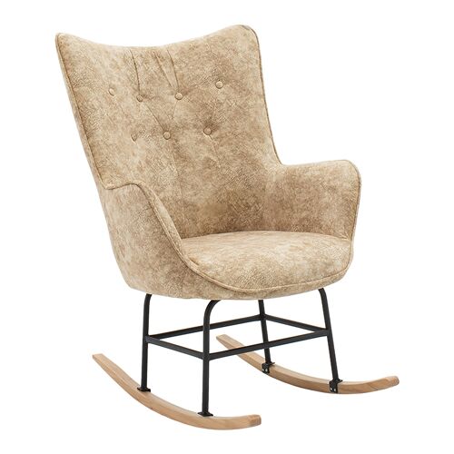 Rocking chair Claire pakoworld fabric brown beige antique 69x82x95cm