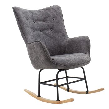 Rocking chair Claire pakoworld tissu gris antique 69x82x95cm 1