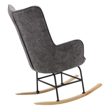 Rocking chair Claire pakoworld tissu gris antique 69x82x95cm 2