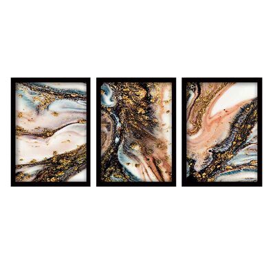 Painitng in wooden frame PWF-0461 pakoworld triptych