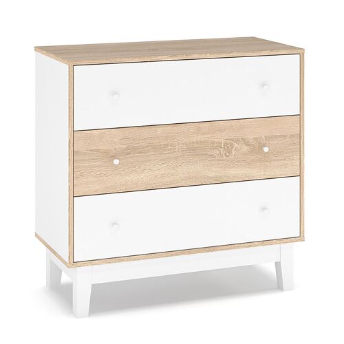 Awell pakoworld chest of 3 drawers color sonoma-white 90x44x88,5cm