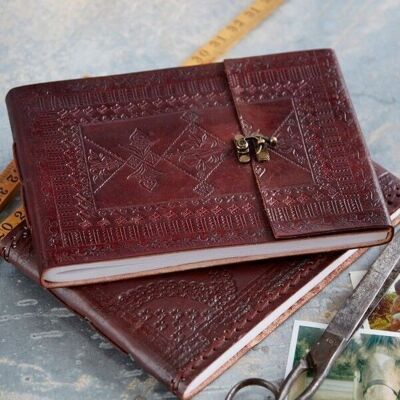 Indra Medium Embossed Leather Clasped Album