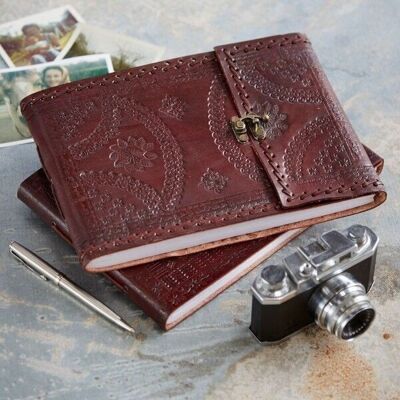 Indra Medium Stitched and Embossed Leather Clasped Album