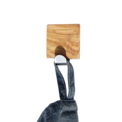 Towel hook PIA made of olive wood and stainless steel