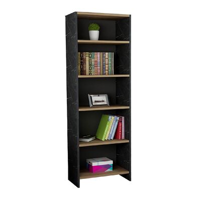 Bookcase Brum pakoworld color black marble-oak 56x20x169cm