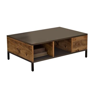 Living table Kermit pakoworld anthracite-walnut color 90x60x33cm