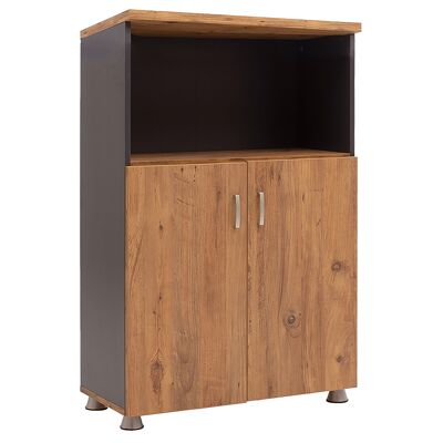 Low office cabinet Juro professional pakoworld walnut-charcoal 80x40x120cm