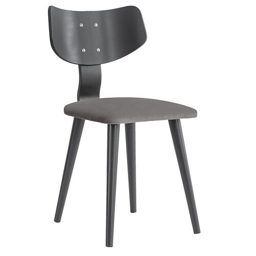 Chair Jonas pakoworld wood fabric velvet gray-dark gray leg