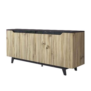 Buffet Rafaelo pakoworld noyer-marbre noir 180x45x78,5cm 1