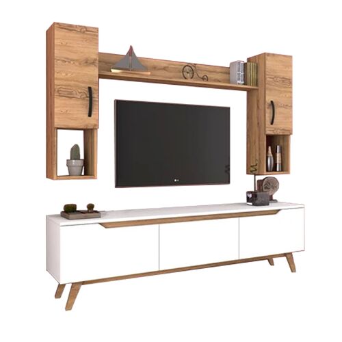 Tv unit Kalax pakoworld white-walnut 180x35x48,5cm