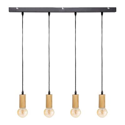 Ceiling light Nat pakoworld Ε27 in black-natural color 80x6x110cm