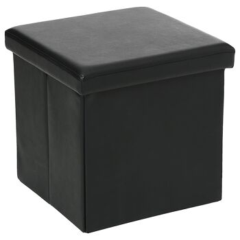 Practic pakoworld tabouret-coffre PVC noir 38x37,5x38cm