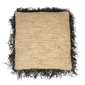 La Housse de Coussin Raphia Carrée - Noir Naturel - 60x60 1