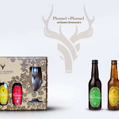 Organic beer tasting gift box la slip ipa blond amber 3x33cl + 1 stemmed glass