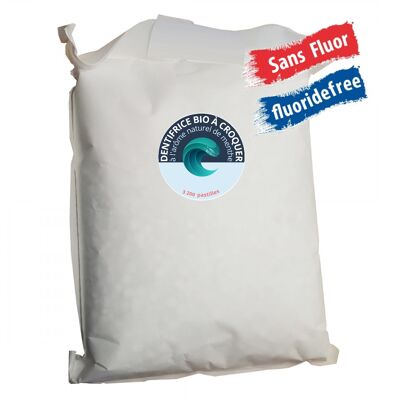 1 kg of loose organic chewable toothpaste lozenges (approximately 3,200 lozenges)