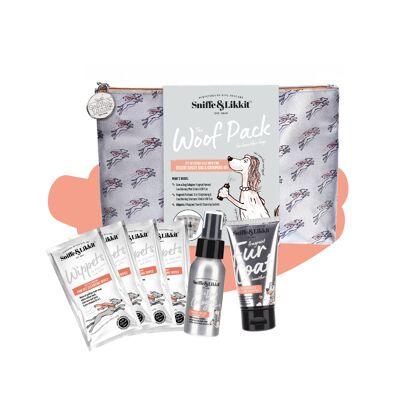 Coffret cadeau de voyage Woofpack (sac, minis, lingettes)