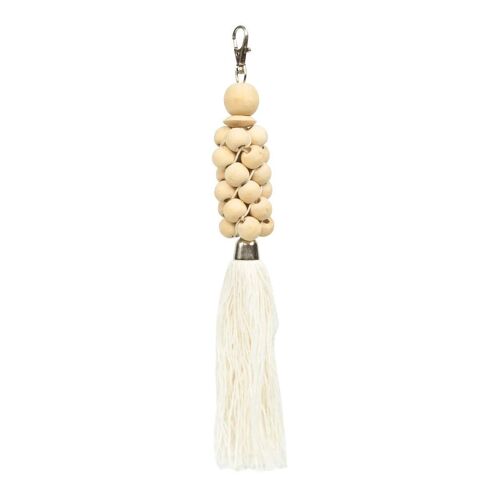 The Wooden Beads Keychain - Natural White