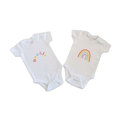 Lot 2 bodies bébé pour jumeaux "double rainbow"