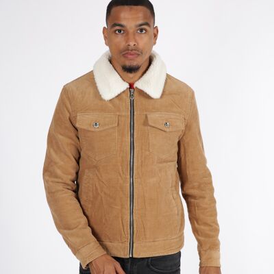 giacca collo shearling beige ma21009-6