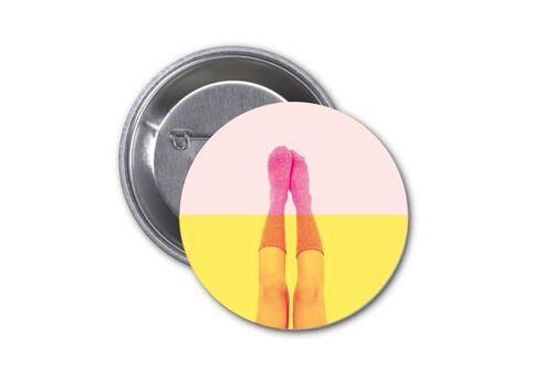 Button heppie legs roze geel
