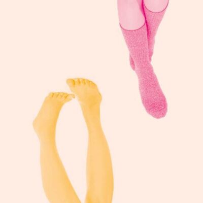 Poster heppie legs duo roze - A4