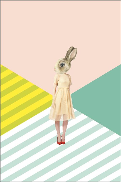 Poster konijnmeisje grafisch - A4