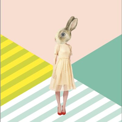 Poster konijnmeisje grafisch - A4