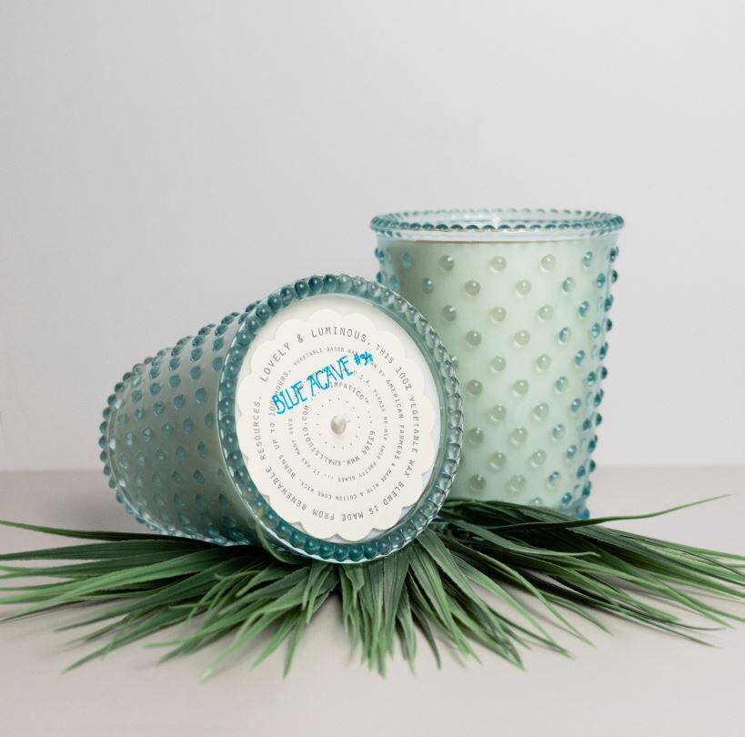 Simpatico Hobnail Glass Candle #34 Blue Agave