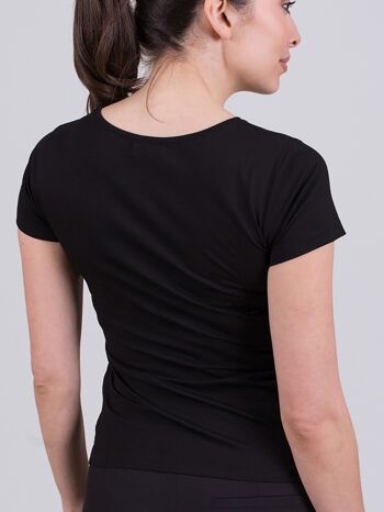 T-shirt femme noir en coton manches courtes col rond- DALLAS 4