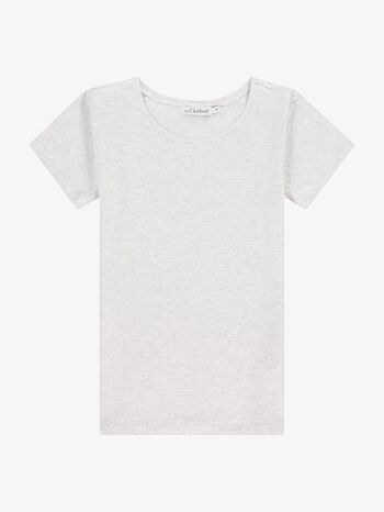 T-shirt femme gris chiné en coton manches courtes col rond- DALLAS 2