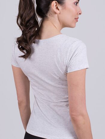 T-shirt femme gris chiné en coton manches courtes col rond- DALLAS 3