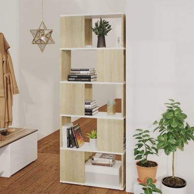 Homestoreking Bücherregal / Raumteiler 60x24x155 cm weiß und sonom