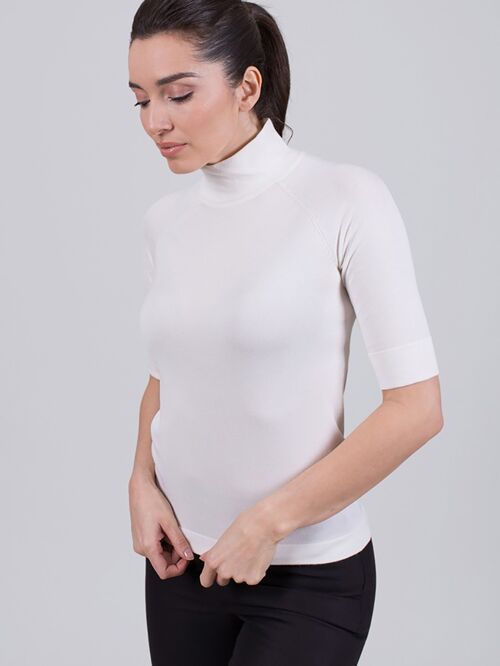 Women's sweater sand viscose turtle neck 1/2 sleeve - DUBAI