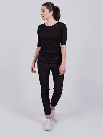 T-Shirt Femme Noir Coton Bio Col Rond Manche 1/2 - ATLANTA 3